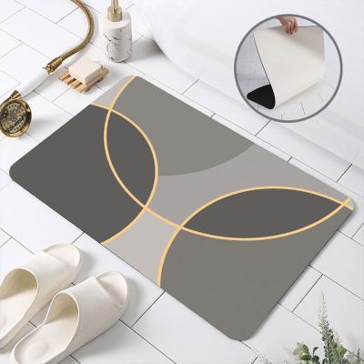 China Kitchen Sustainable Water Absorbent Bathroom Cover Set Quick Drying Diatom Rubber Mud Door Floor To Carpet Anti Slip Diatomite Bath Mat for sale