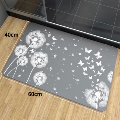 China Bathroom Viable Water Absorbent Cover Set Diatomaceous Mud Floor Mat Anti Slip Absorb Diatomite Non Slip Earth Bath Mat for sale