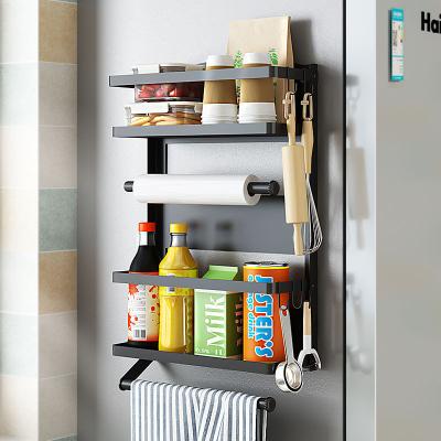 China Viable High Quality Kitchen Organizer Strong Magnetic Spice Storage Rack 3 Tiers Wall Mounted Fridge Storage Rack for sale