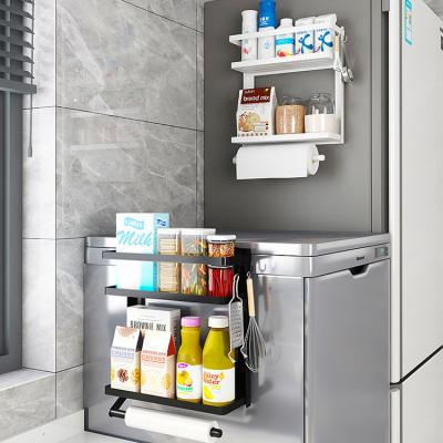 China Wall Mounted Kitchen Storage Viable Multifunctional Home Use Fridge Side Storage Magnetic Hanging Rack for sale