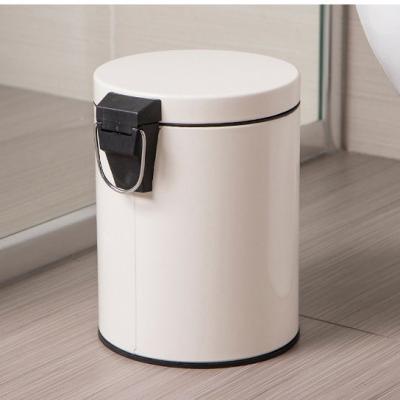 China Foot Pedal Removable Lining Bucket Trash Can Sustainable Home Cleaning White Round Metal Waste Bins With Lids for sale