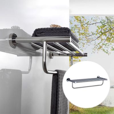 China Modern Minimalist Bathroom Accessories Towel Rack Double Tiers Bath Towel Shelf 304 Stainless Steel Towel Racks for sale