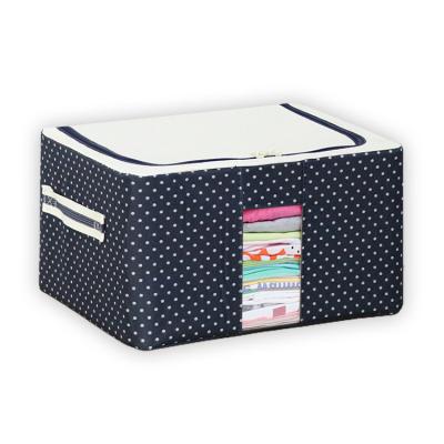 China Oxford Viable Cloth Storage Box Steel Frame Box Quilt Cloth Storage Bag Finishing Folding Organizer With Cover for sale