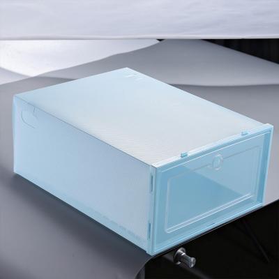 China Wholesale Viable Color Drawer Case Foldable Thickened Clear Overturned Stackable Plastic Shoe Box For Home for sale