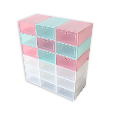 China Wholesale Cheap Simple Stackable Drawer Organizer Plastic Shoe Storage Clear Stackable Boxes for sale