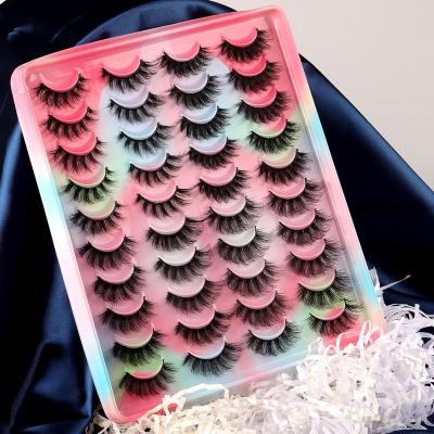 China Natural&Luxury Private Label 20mm 5D natural fluffy vegan fake full strip faux mink Eyelash vendor 3d 15mm 18mm faux Mink Lash for sale