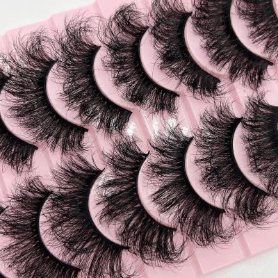 China Natural&Luxury Private label wholesale Black mink 3d set color one set 10 pairs d curl full strip natural russian strip eyelashes for sale