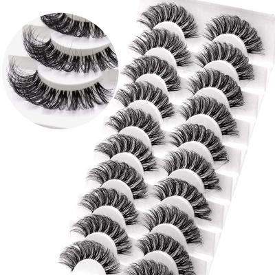 China Natural&Luxury Wholesale Dramatic Fluffy Mink 10 Pairs Eyelash Full Strip Eyelashes With Custom Package Logo for sale