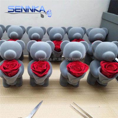 China Wholesale Environmentally Friendly Rose Bear Lovely Teddy Bear With Fresh Preserved Rose Flower Eternal Gift For Valentine Day for sale