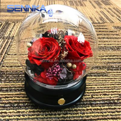 China Can connect to phone orcomputer cheap wholesale dye died Rose LED string lights type real flower preserved music box for Christmas for sale