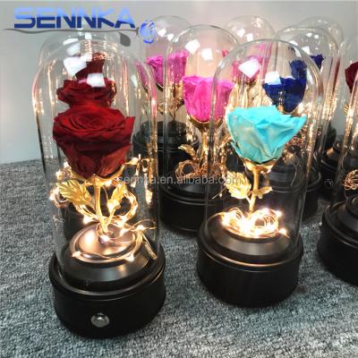 China Luxury Shinning Box Eternal Rose Voice Box LED Preserved MP3 Bluetooth Music Speaker MP3 Bluetooth Music Speaker for sale