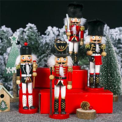 China Christamas Decoration Wooden Nutcracker Ornaments Classic Christmas Hand Paint Doll Decoration Toys Christmas Gifts for sale