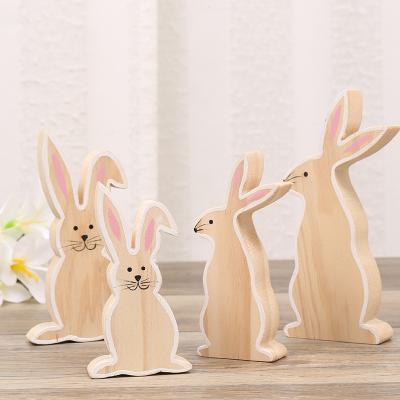 China Mordern Lovely Easter Decor Bunny Rabbit DIY Ornament Home Decorations Wooden Crafts For Easter for sale