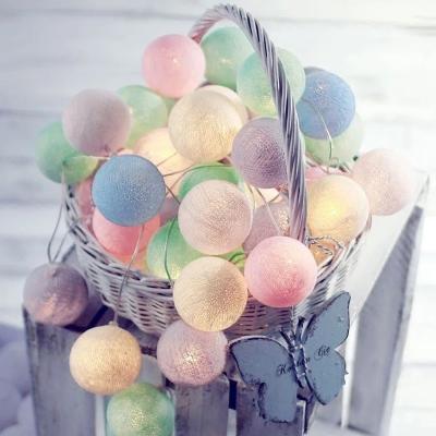 China Wholesale Colorful String Light Christmas Cotton Ball Indoor Led Cotton Ball Light LED Indoor OEM for sale