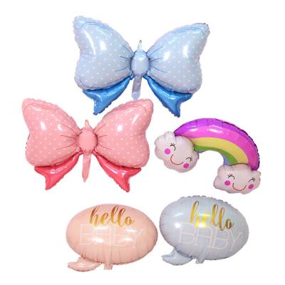 China Wholesale Colorful Pink Colorful Blue Bow Bow Foil Balloon Newborn Party Decoration Air Balloons for sale