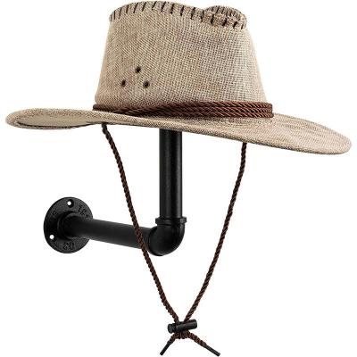 China No 2022 Wooden Wall Mounted Metal Pipe Hat Wig Rack Hat Rack Wig Stand Display Stand for sale