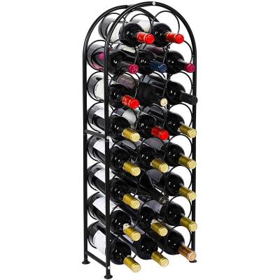 China American Style Black Rion Bottle Rack 23 Arched Freestanding Wine Bottles Floor Metal Wine Cabinet for sale