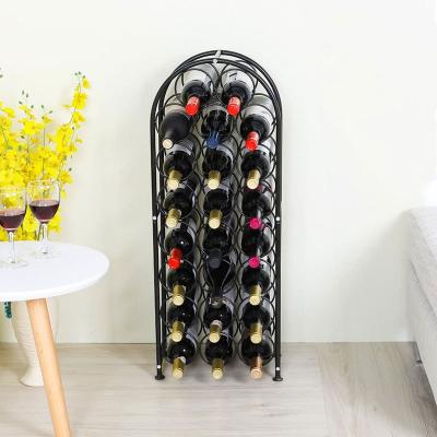 China American Style 23 Bottles Arched Floor Metal Wine Rack Wine Bottle Holders Racks Freestanding Black for sale