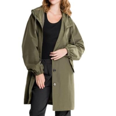 China Hot Sale Breathable Custom Hooded Elastic Long Cuff Design Women's Long Ditch Coat for sale