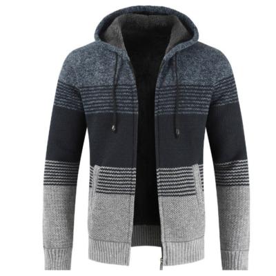 China Loose Fit 2021 Men's Thick Warm Zipper Fleece Cardigan Hoodie Jacket With Hood Winter for sale