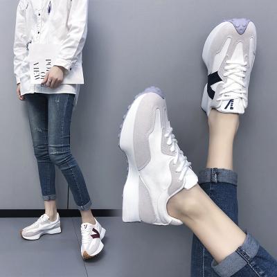 China Hot Selling Fashion Trend High Grade Mesh Breathable Genuine Leather Pu Sole Sports Women's Shoes Sneakers for sale