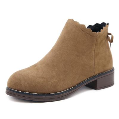 China Round Popular Khaki Color Women's Height Increasing Boots Elevator Shoes For Casual Suede Leather Chelsea Zipper Ankle Boots for sale