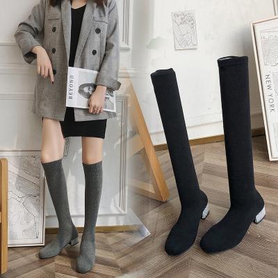 China Round NEW Design 2021 New Arrival Winter Warm High Heel Sock Boots Women For Ladies Knee Boots for sale