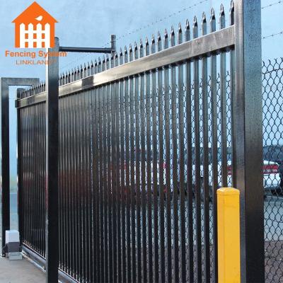 China Easily Assembled 1.8m highx2.5m Width Welded Powder Coated Steel Picket Fencing for sale