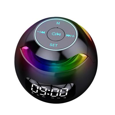 China Wireless Charger for Mobile Phone Mini Speaker with LED Digital Alarm Clock Music Player Ball BT Speaker Clock Shape Mini Wireless Speaker for sale