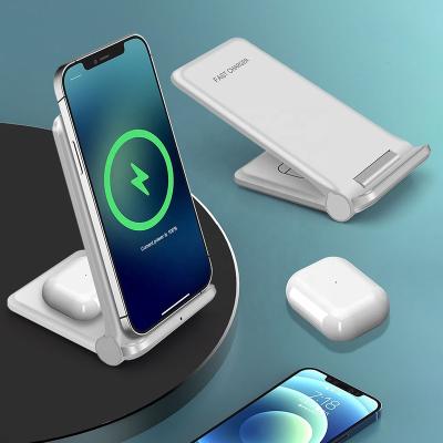 China IPhone+Air-Pods 25W QI Folding Wireless Charging Mobile Phone Charging Folding Stand 2 in 1 Dual Wireless Charger for sale