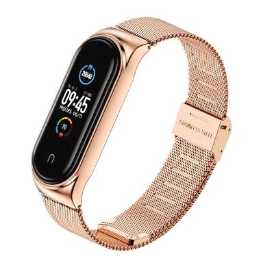 China Strong Clasp Strap For MI Band 5 Milanese Strap 6 Metal On MI Band 4 Wristband Stainless Steel MI Band 3 Strap For Xiaomi Miband 5 4 for sale