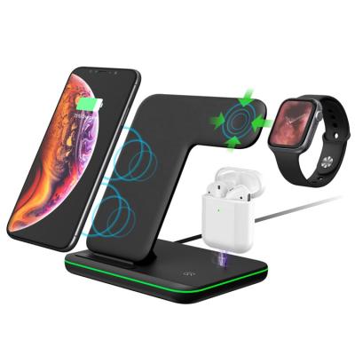 China Earphone 3 in 1 Magnetic Wireless Charger Stand for Magnetic Smarter Watch Dock Station Fast Charging Magnetic Wireless Charger for sale