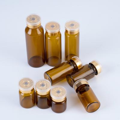 China 5ml Amber Glass Vials With Small Mini Silicone Flip-Up Cap 5cc Injection Serum Chemical Empty Bottles for sale