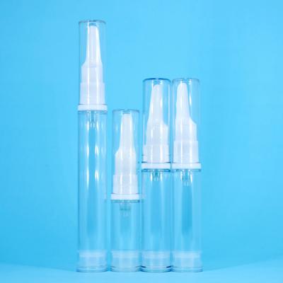 China New 10ml cosmetic plastic airless pump bottle for eye cream essence travel refillable cosmetic bottle for sale