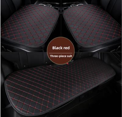 China Brief & 3PCS Single Color PU Anti Slip Cushion Car Leather Seat Cover Without Backrest for sale