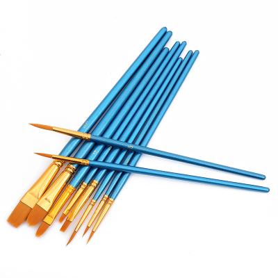 China Acrylic. Watercolor.Oil Painting Artist 10Pcs/set Acrylic Wooden Handle Paint Brushes Nylon Watercolor Paint Brush Professional Art Supplies Stationery for sale