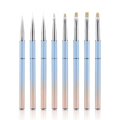 China Dotting Tool / Nail Painting Brush Kit 8 Styles Painting Drawing Carving Liner Fan Manicure Flat Line Bars Gel Extension Builder UV Detachable Pen Nail Art Brush for sale