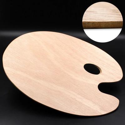 China Acrylic. Watercolor.Oil Painting Art Supplies Wooden Oval Palette Flat Smooth Tray Oil Paint Hole Eco-friendly Artist Watercolor Acrylic With Thumb Wood for sale