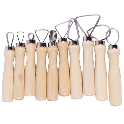 China Wood Carving 10 PCS Handle Wax Pottery Clay Sculpture Carving Tool DIY Craft Set Wooden Knife Large for sale