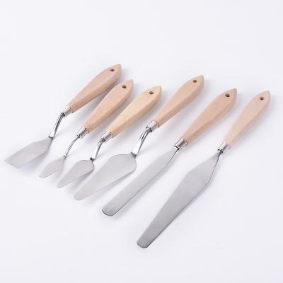 China Carving Quality Palette Painting Knife Stainless Steel Scraper Spatula Wood Handle Art Supplies for Artist Canvas Oil Paint Color Mixing for sale