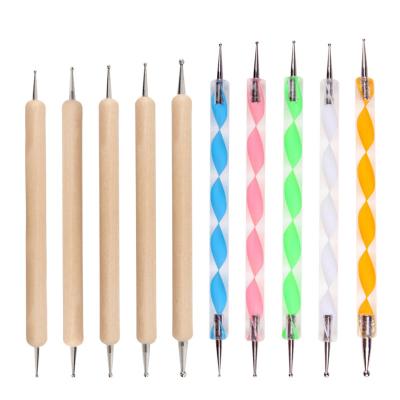 China Sculpt 10 Pcs/Set Embossing Nail Art Dotting Tools Point Drill Pattern Double Head Spiral Creasing Pen Pottery Ceramics Clay Sculpting for sale