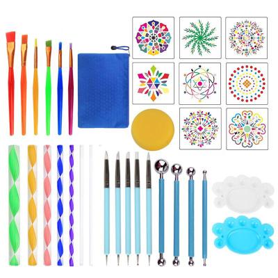 China Paniting Painting 35pcs Mandala Dotting Tools Set For Rocking Pottery Dot Kit Dotting Tool Kit Handwork Embossing Portable Multifunctional for sale