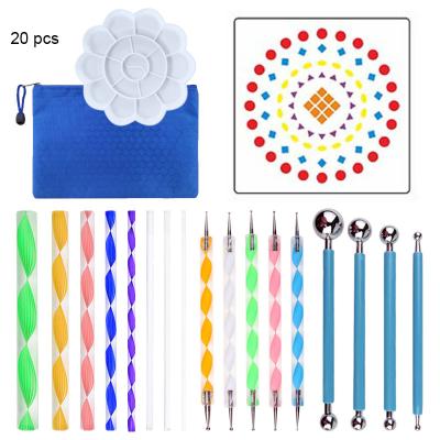 China Paniting 20 Pcs Painting Pen Mandala Stencils Drawing Kids Crafts Paint Art Rocks Dotting Tools Set For Nail Tray Drafting Canvas DIY for sale