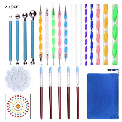 China Mandala Tools Kit 25pcs Painting Brushes Mandala Dotting Tools Kits Dot Paint Tray Paint Brushes Rock Painting Canvas Rocks Fabrics Art for sale