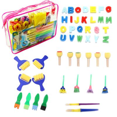 China Paniting 46 Pcs/Set Children Kindergarten DIY Painting Sponge Suits Brushes Tools Seals For Graffiti Learning Drawing Accessories for sale