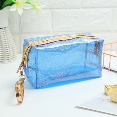 China Large Capacity Eco-friendly Waterproof Clear Cosmetic Portable Zipper Bag Transparent PVC Travel Cosmetic Bag for sale