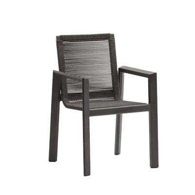 China Modern Wholesale High Quality Plastic Black Rope Woven Aluminum Chair For Dining Room Garden Bistros Indoor Or Outdoor Sitting Set for sale