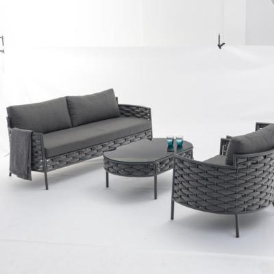 China Wholesale Modern Design European Wicker Twist Outdoor Furniture Rattan Chair 4 Pieces Garden Sofa Frame Set High Quality Aluminum for sale