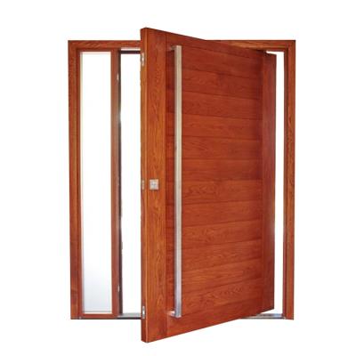 China Sound Insulation Hot Selling External Solid Wood Front Entrance With Single Glass Pivot House Wood Door for sale