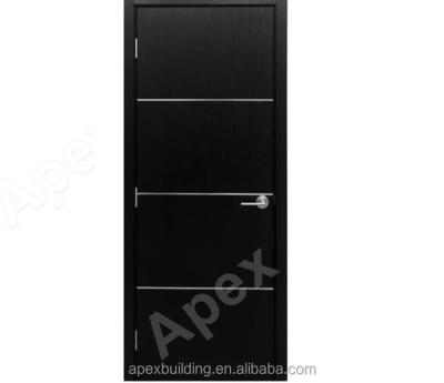 China Sound Insulation Black Ash Door Interior Door Apartment Room Solid Wood Modern Sliding Single Solid Flush Door for sale